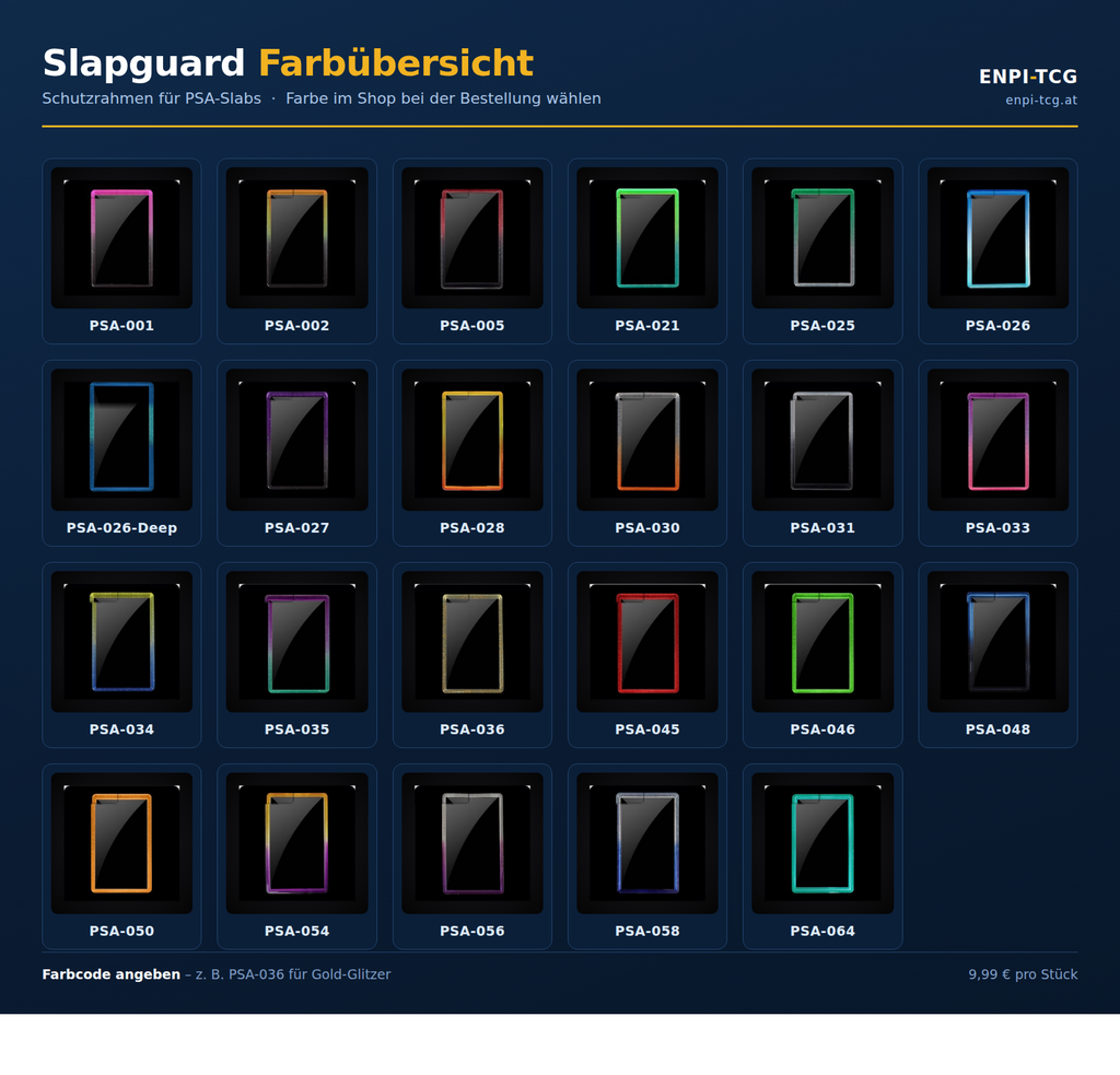 Slapguard für PSA Slabs – 24 Farben